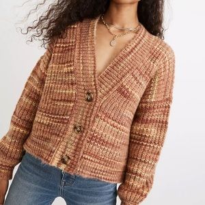 Madewell Space-Dyed Waller Crop Cardigan Sweater